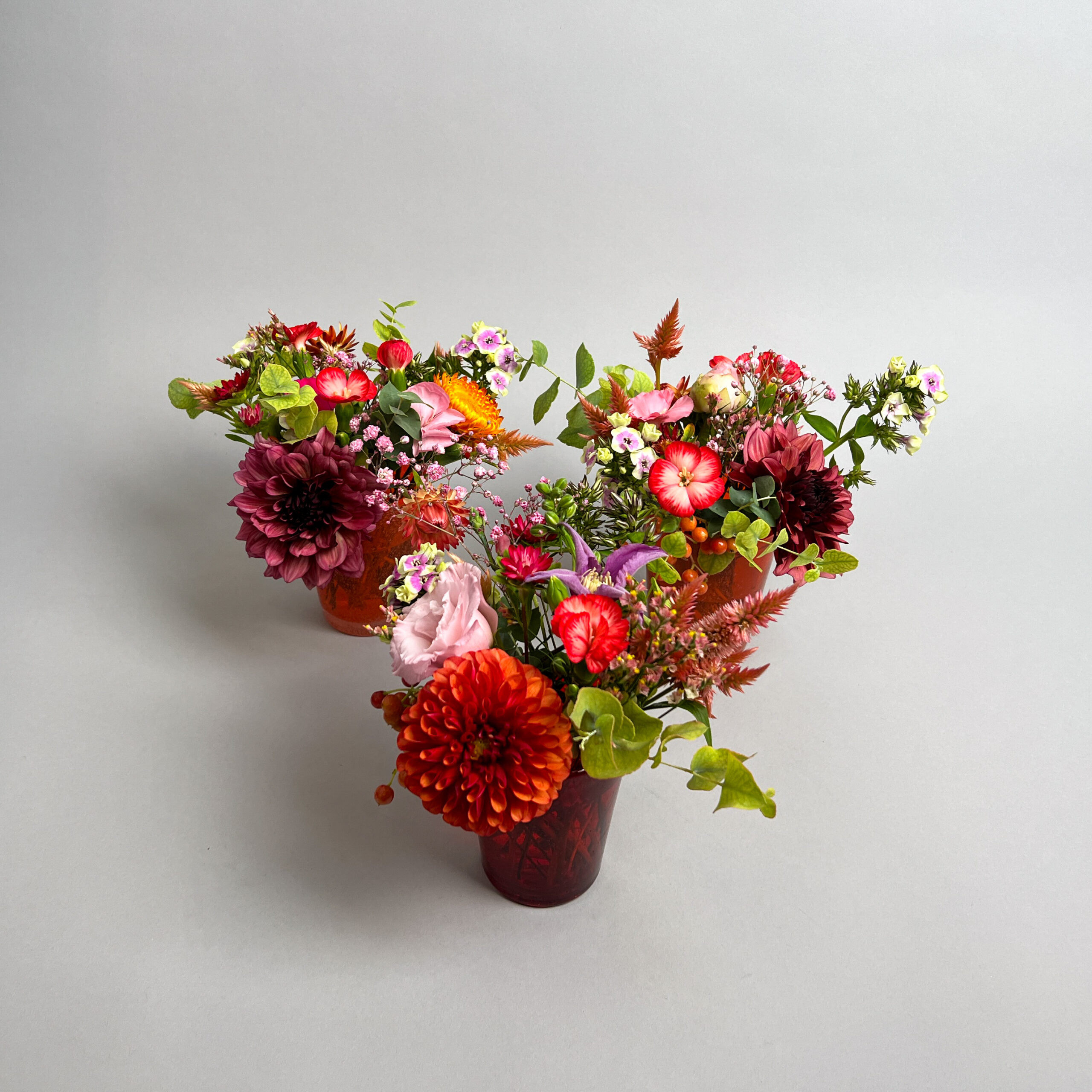 Floral vase filling in a glass vessel